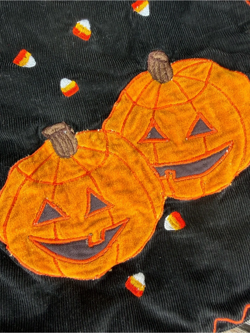 VTG Jack O Lantern Candy Corn Novelty Vest Candy Corn Corduroy Reversible 12 GUC